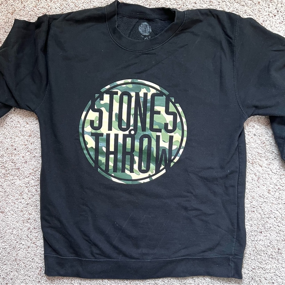 Stones Throw Black Sweatshirt with Camo Logo